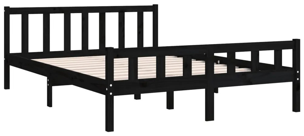 Cadru de pat, negru, 120x200 cm, lemn masiv de pin Negru, 120 x 200 cm