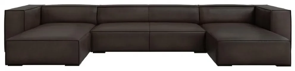 Coltar Agawa in forma de U cu tapiterie din piele naturala, negru