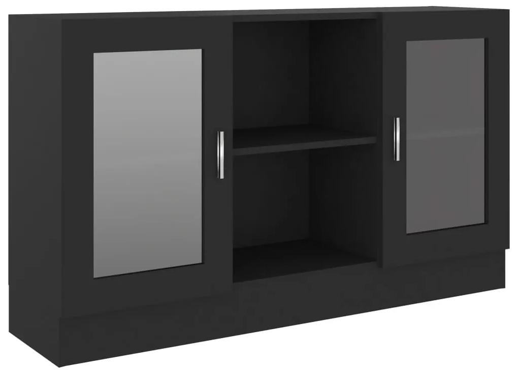 802787 vidaXL Dulap cu vitrină, negru, 120 x 30,5 x 70 cm, PAL