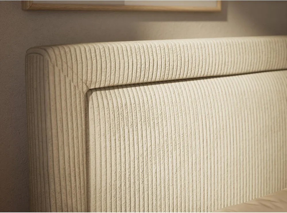 Pat boxspring crem cu spațiu de depozitare 200x200 cm Fresco – Maison de Rêve