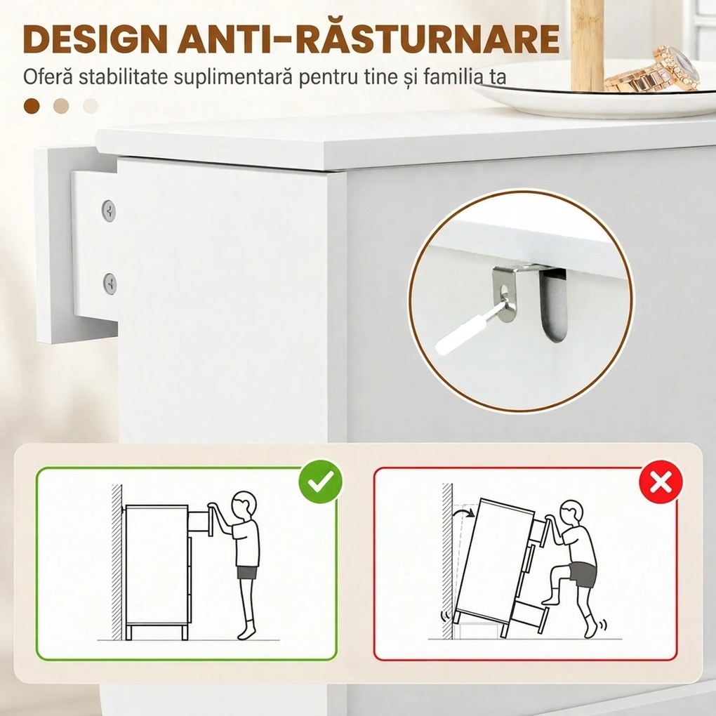 HOMCOM Dulap Pantofi Slim cu 2 Uși, Sertar, Rafturi Reglabile, 8 Perechi, MDF, PAL, 60 x 23,5 x 98,5 cm, Alb | Aosom Romania