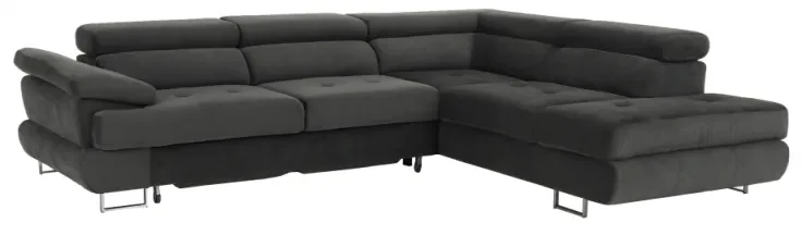 Coltar cu spaţiu pentru depozitare, Gri, textil, dreapta, BUTON R