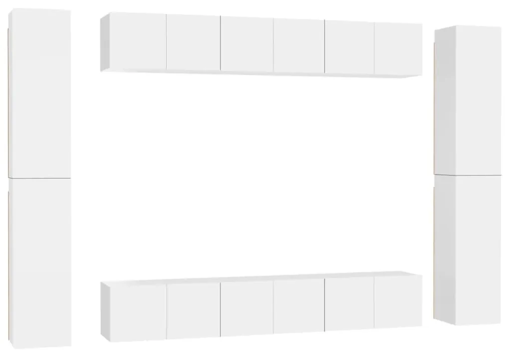 3078665 vidaXL Set dulapuri TV, 10 piese, alb, lemn prelucrat