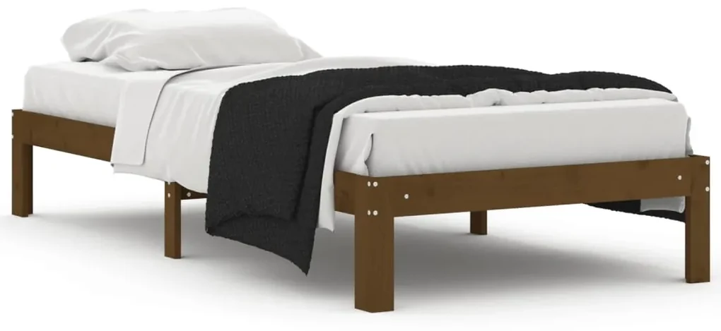 810353 vidaXL Cadru de pat, maro miere, 90x200 cm, lemn masiv de pin