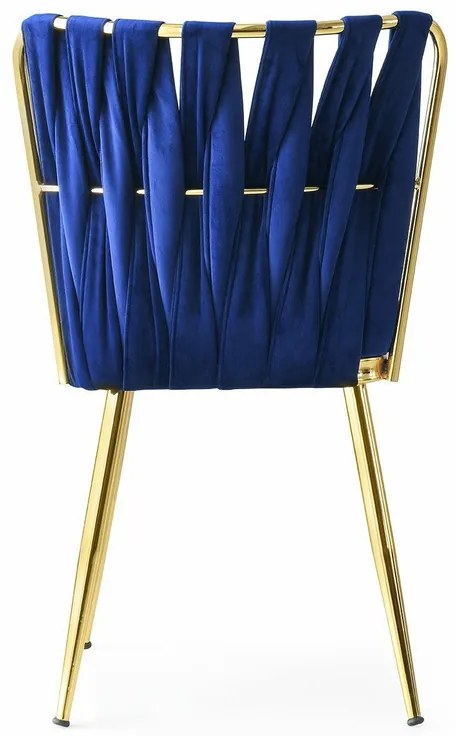 Set de scaune de sufragerie Kusakli Navy Blue andGold, 4 buc.