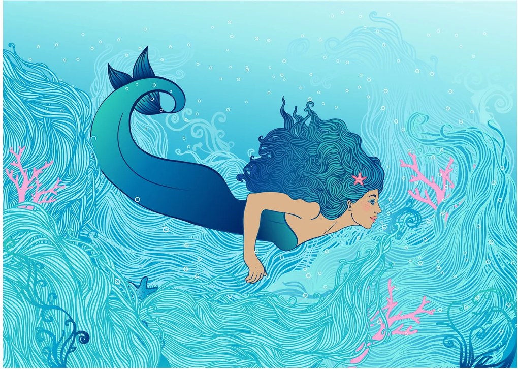 Tablou pe sticlă - Sirena (70x50 cm)