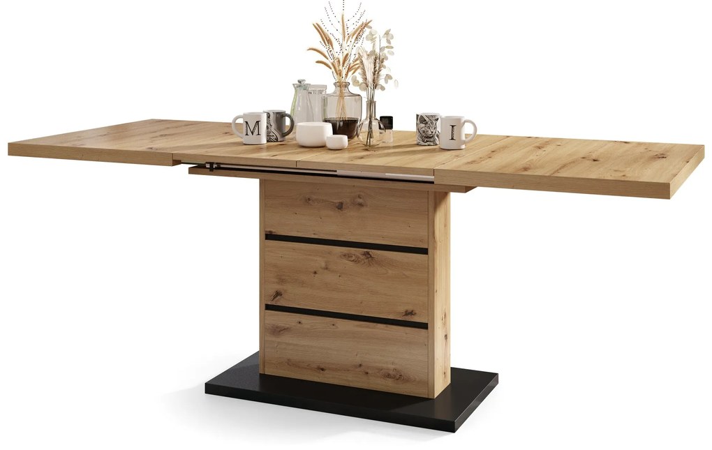 Mazzoni PIANOstejar artisan / negru mat - masă modernă extensibilă până la 200 cm