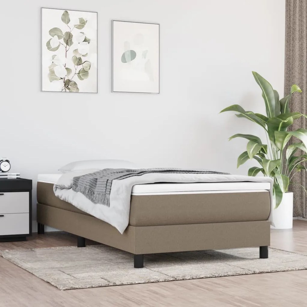 3120472 vidaXL Cadru de pat box spring, gri taupe, 80x200 cm, textil