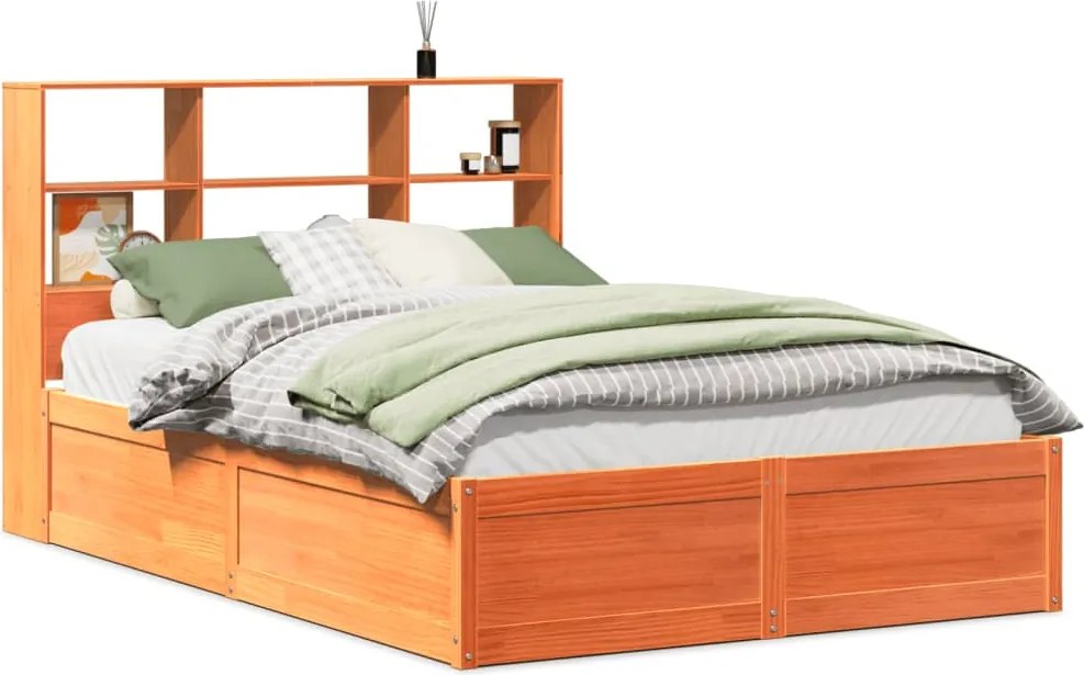 vidaXL Cadru de pat fără saltea, maro ceruit 150x200 cm lemn masiv pin