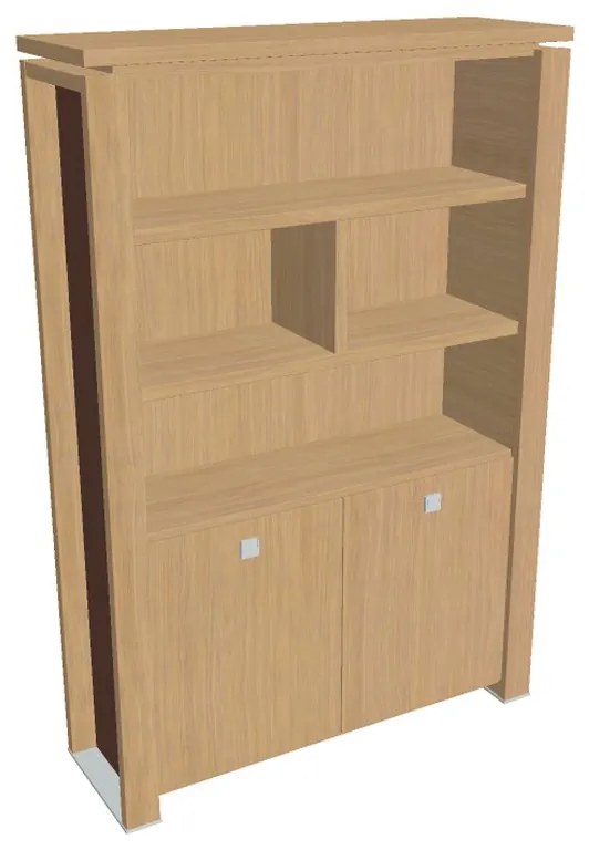 Dulap înalt Verno+ S 140 x 46 x 210 cm, cu rafturi, stejar deschis / maro