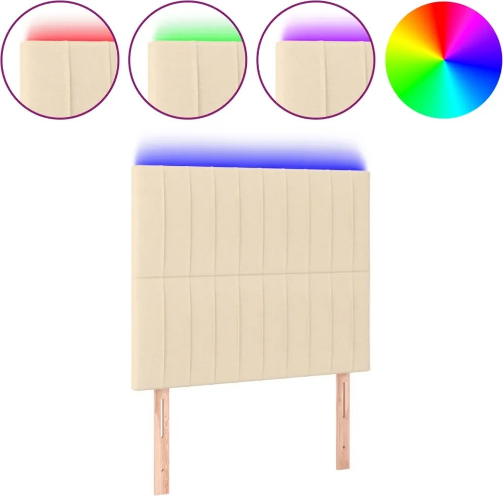 vidaXL Tăblie de pat cu LED, crem, 90x5x118/128 cm, textil