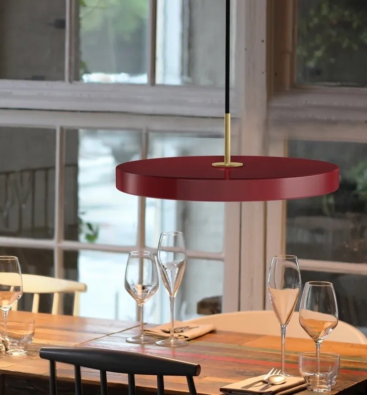 Lustra LED design scandinav Asteria medium - ruby red/ auriu
