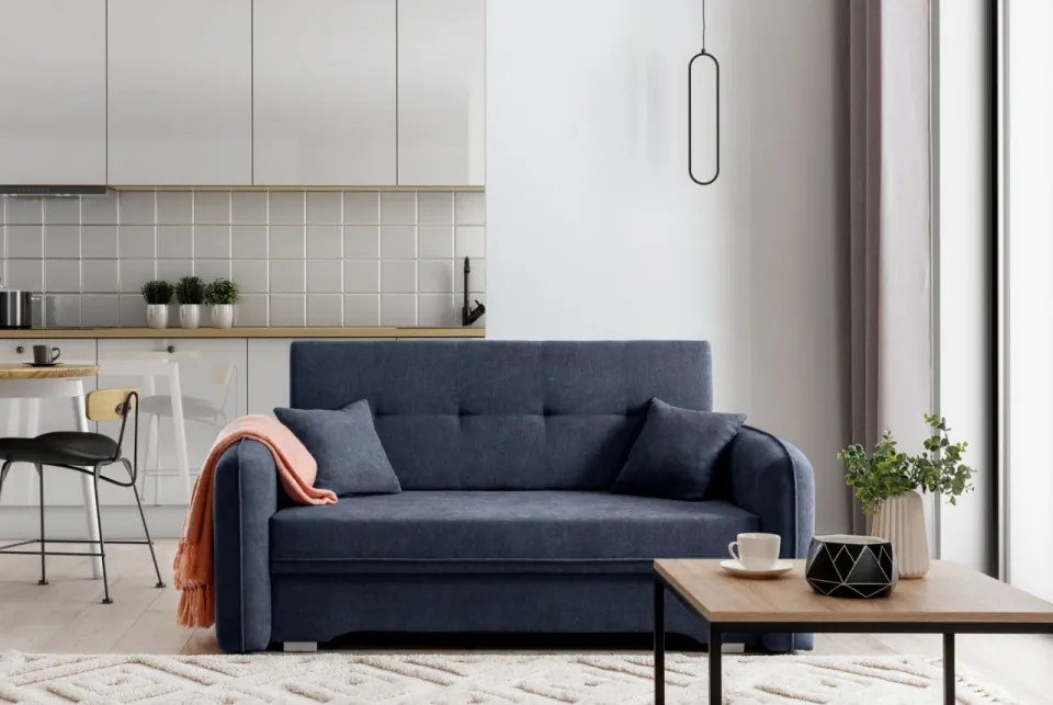 Canapea tapitata, extensibila, cu spatiu pentru depozitare, 155x75x105 cm, Laine 01, Eltap (Culoare: Violet / Poco 41)