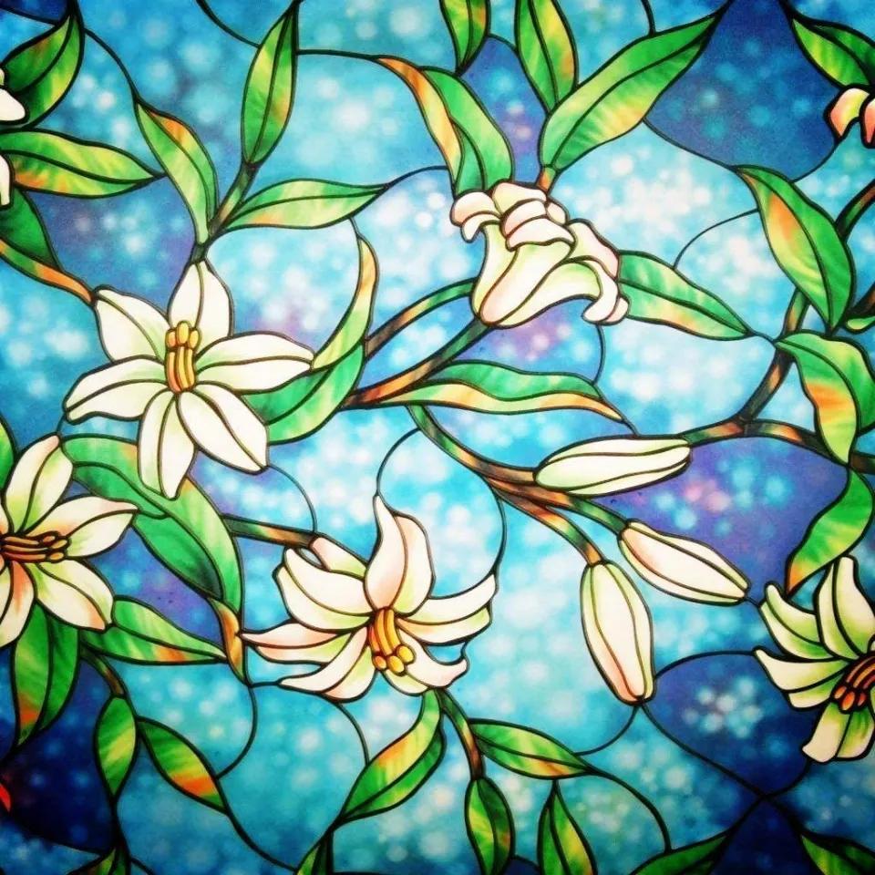 Folie pentru fereastra Lifetree, model floral, multicolor, 45 x 300 cm
