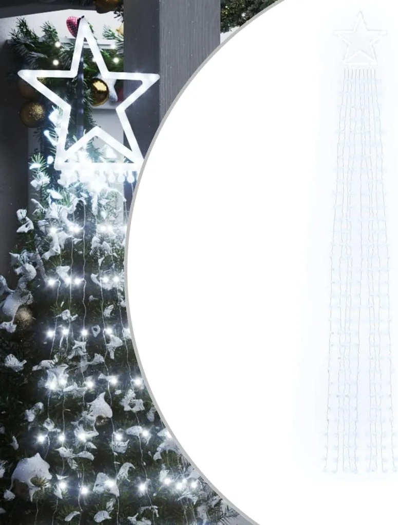 vidaXL Instalație brad de Crăciun 320 LED-uri, alb rece, 375 cm