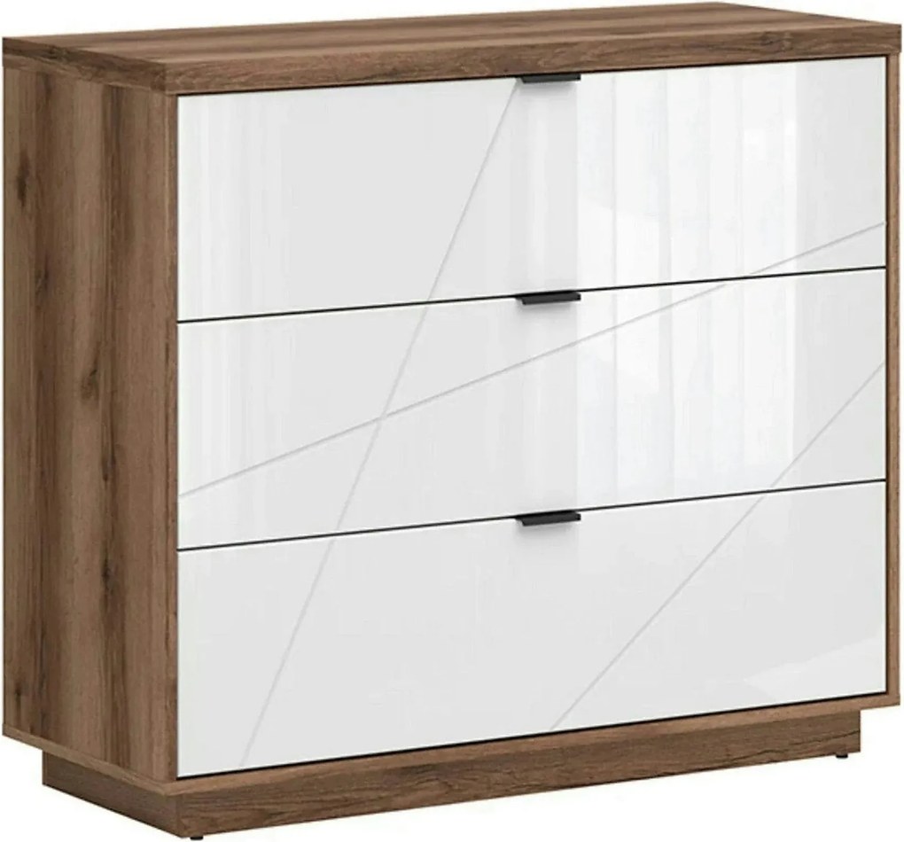 Comoda FORN, nuc/alb lucios, PAL melaminat, 106x43x93 cm