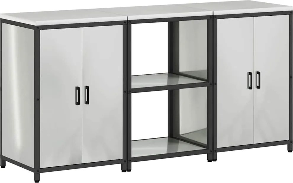 vidaXL Set de depozitare pentru bucătărie cu raft 3 pcs Argintiu