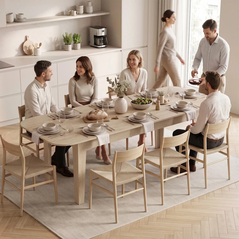 HOMCOM Masă Ovală Extensibilă pentru Dining, 140-180 cm, Stejar | Aosom Romania
