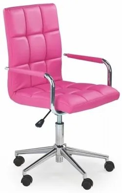 Scaun de birou pentru copii tapitat cu piele ecologica, Gonzalez II Roz, l53xA60xH98-110 cm