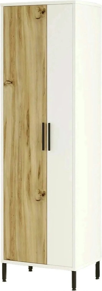 Dulap DY1-WK, alb/stejar, PAL melaminat, cu 2 usi, 50x36x165 cm