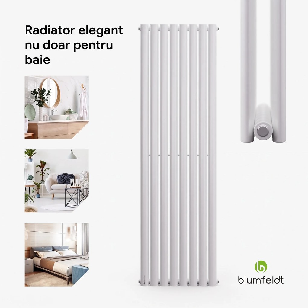 Blumfeldt Tallheo, 47 x 160, radiator, radiator de baie, radiator tubular, 1472 W, apă caldă, 1/2