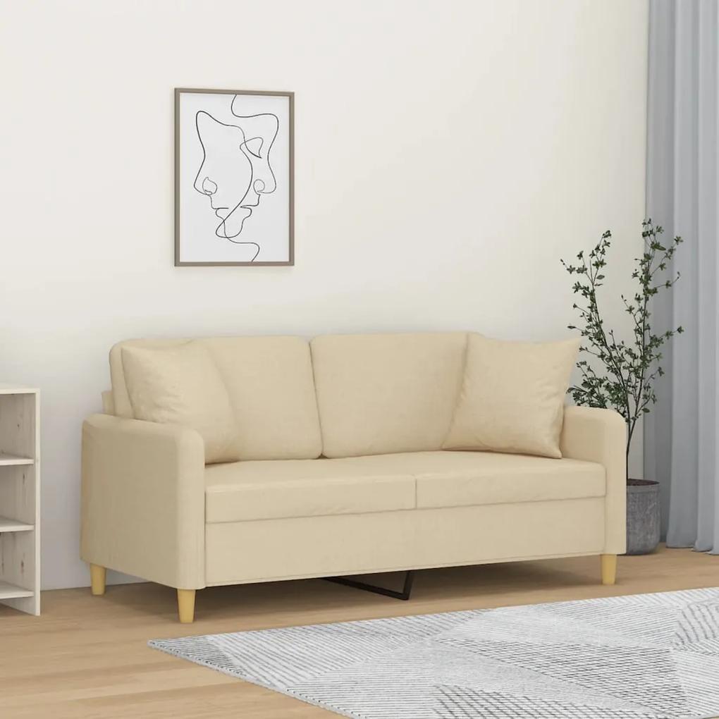 Canapea cu 2 locuri cu pernute, crem, 140 cm, textil