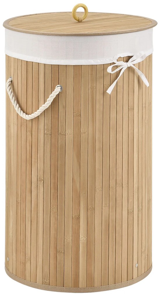 Juskys Coș de rufe din bambus Curly Round - natural