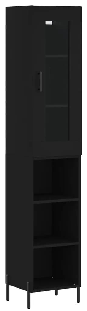 3199370 vidaXL Dulap înalt, negru, 34,5x34x180 cm, lemn prelucrat