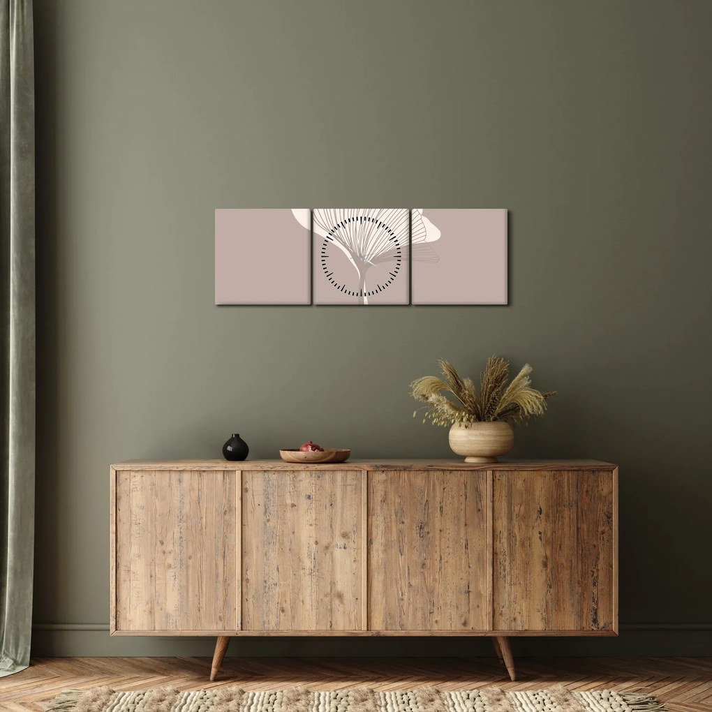 Tablou - Frunze bej N⁰3 (cu ceas) (90x30 cm)