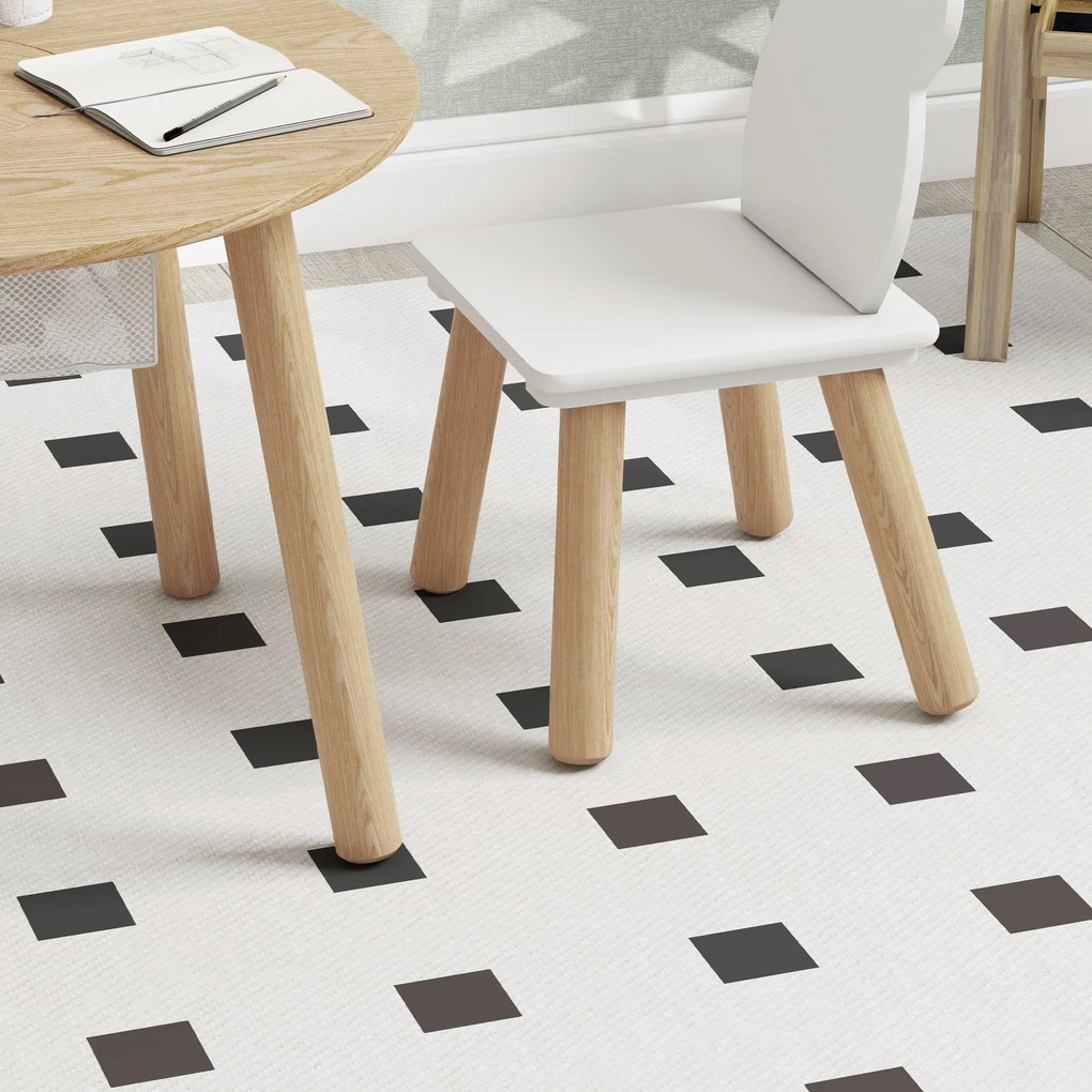 AIYAPLAY Set cu Masă și 2 Scaune pentru Copii cu Spătar în Formă de Ursuleț, Masă cu Spațiu de Depozitare, Alb și Lemn | Aosom Romania