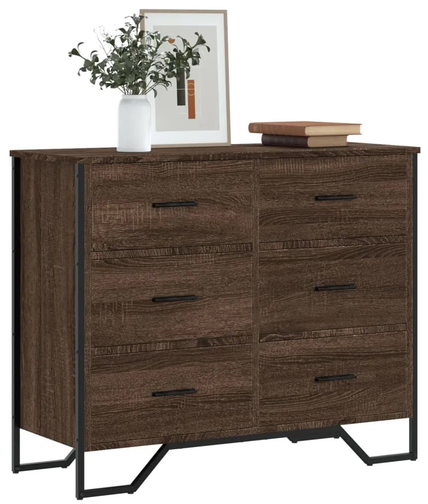 vidaXL Comodă cu sertare, stejar maro 91x35,5x74,5 cm lemn prelucrat
