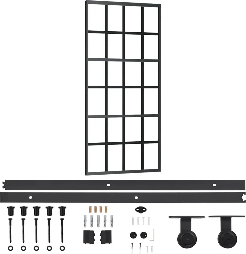 vidaXL Ușă glisantă cu set feronerie, 90x205 cm, sticlă ESG/aluminiu