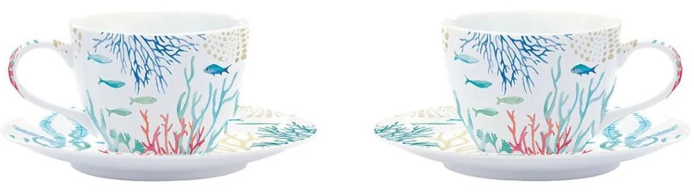 Set porțelan 2 cești și farfurii 110ml Under the sea