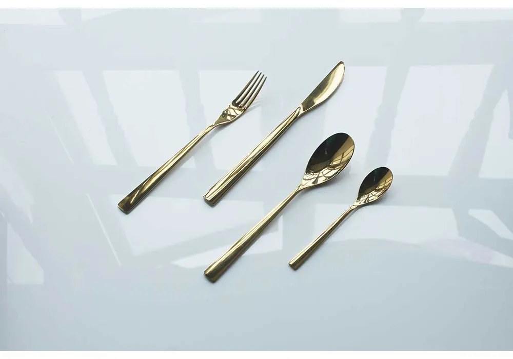 SET TACAMURI INOX, 24 PIESE, FINISAJ AURIU LUCIOS