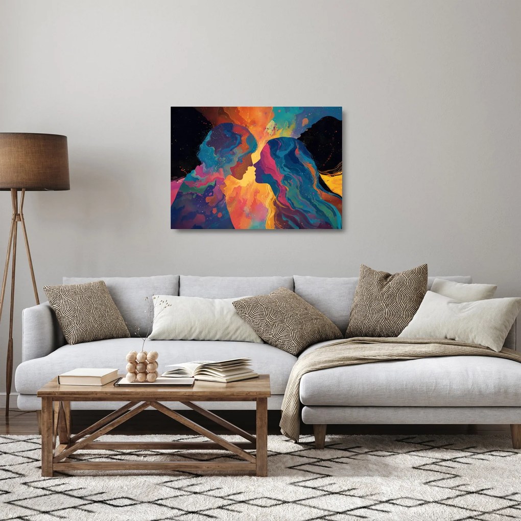 Tablou pe sticlă - Dragoste cosmică (70x50 cm)