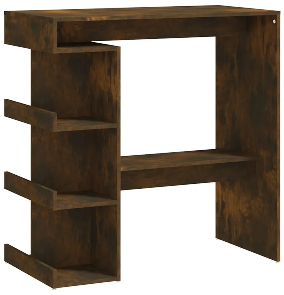812960 vidaXL Masă de bar cu raft depozitare stejar afumat 100x50x101,5cm PAL