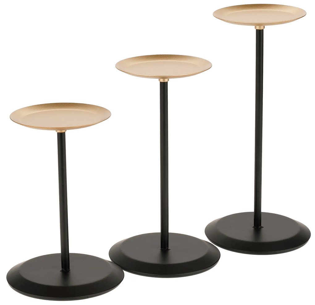 Sfeşnice, set de 3, negru / auriu, metal, CINDRO