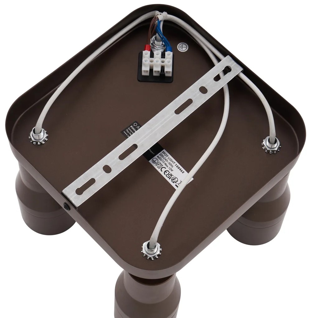 Spotlight tavan patrat GU10 50mm bronz închis cu 4 lumini - Stanley