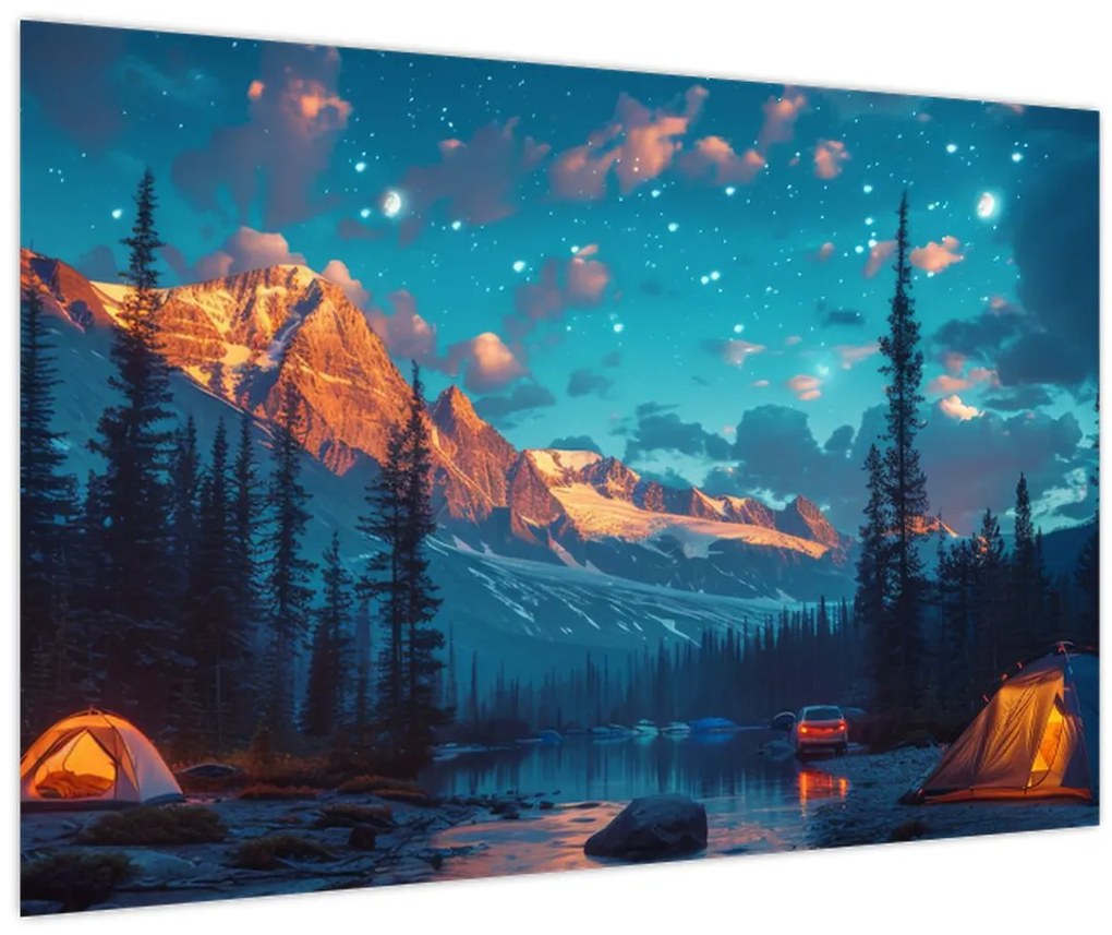 Tablou - Camping în munți (90x60 cm)