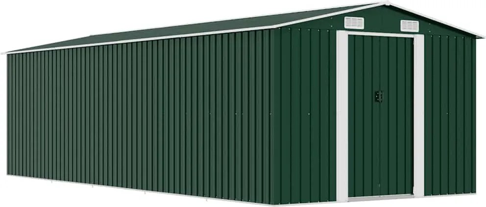 vidaXL Șopron de grădină, 257x580x181 cm, verde, metal