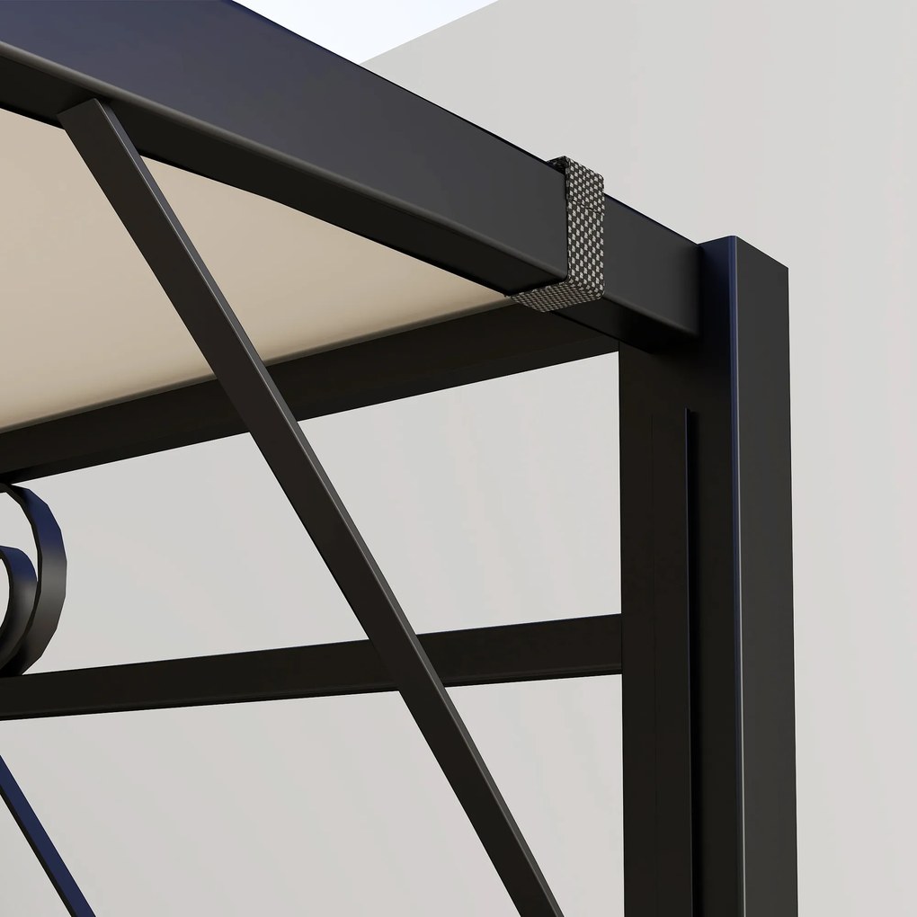 Outsunny Pavilion cu extensie de acoperiș pliabil, rezistent la intemperii 3 x 2,5 m Alb-crem | Aosom Romania