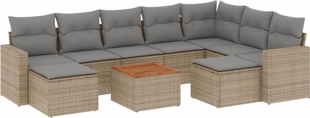 vidaXL Set canapele de grădină cu perne, 10 piese, bej, poliratan