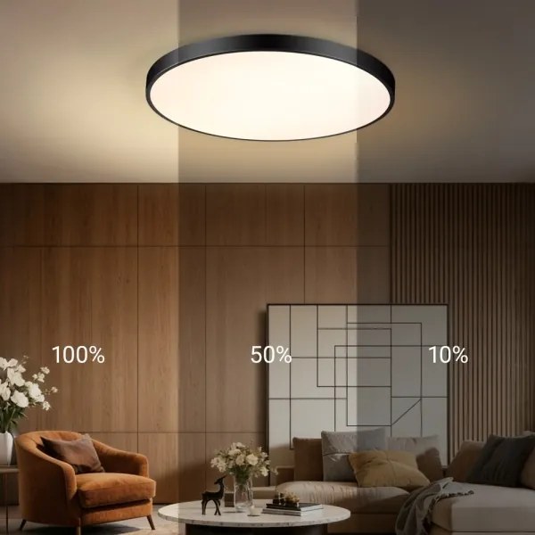 Immax NEO 07313L-LED Plafonieră dimabilă SEMPLICI 96W/230V diametru 80 cm Wi-Fi Tuya negru + telecomandă