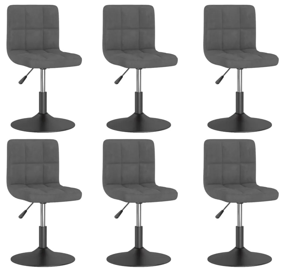 vidaXL Scaune de sufragerie pivotante, 6 buc, gri închis, catifea