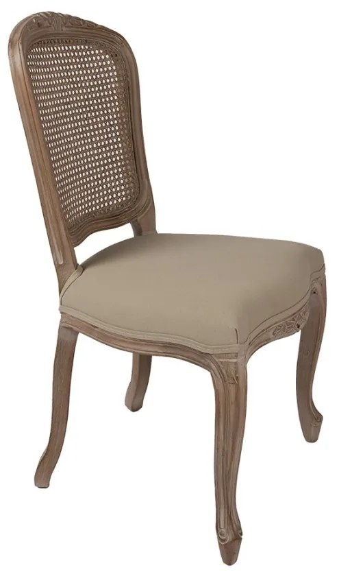 Scaun dining shabby chic, cu spătar din rattan, 52x49x95 cm
