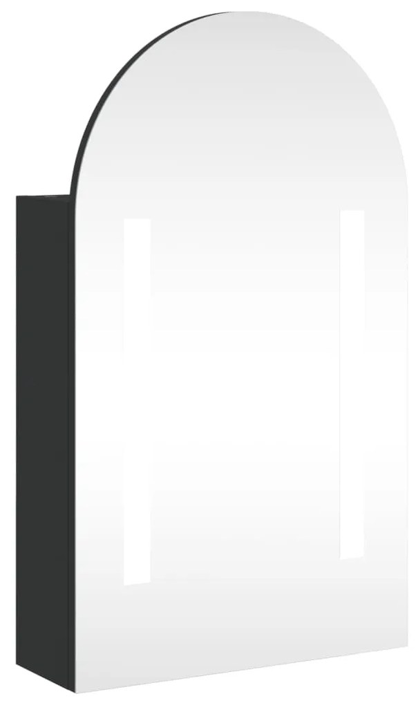 357975 vidaXL Dulap cu oglindă de baie cu LED, negru, 42x13x70 cm, arcuit