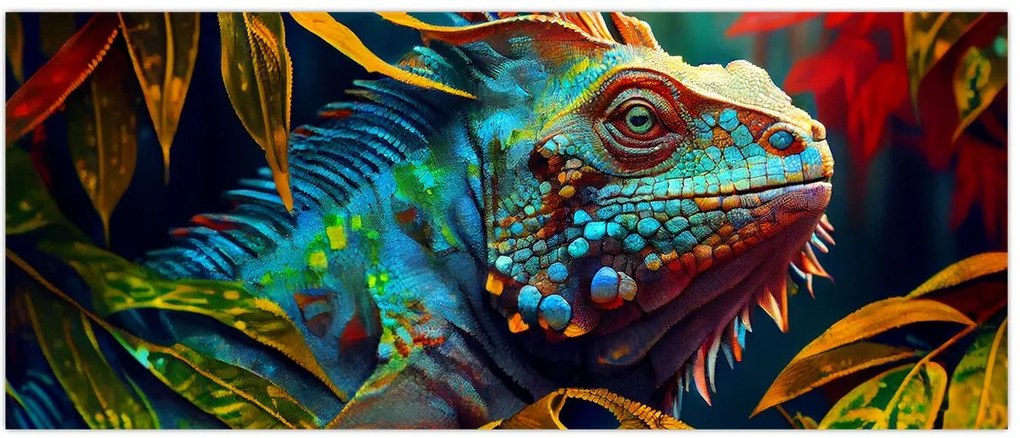 Tablou - Iguana colorată (120x50 cm)