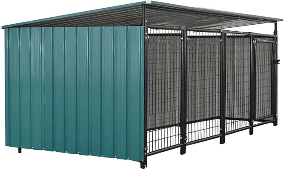 Volieră pentru câine, 256x125x100 cm, de culoare verde închis, DOGNY TYP 6