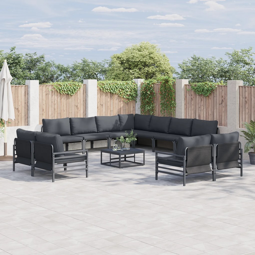 vidaXL Set de canapele pentru grădină 11 pcs Antracit Oțel