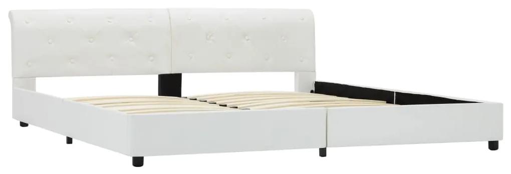 Cadru de pat, alb, 180 x 200 cm, piele ecologica Alb, 180 x 200 cm